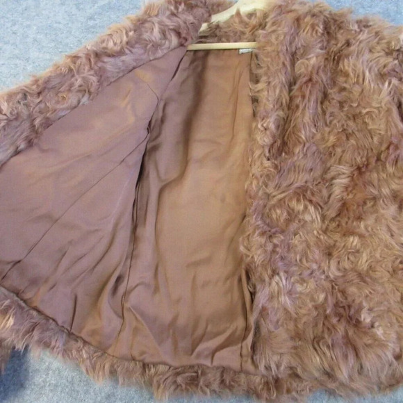 Vince Womens Plush Faux Fur Jacket Blazer S Pink Brown Blazer Coat Oversized 778 - Picture 4 of 14